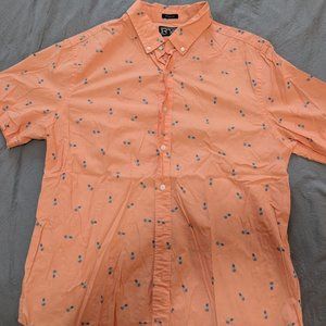 Mens Large Casual Burron Shirt Pineapple Design